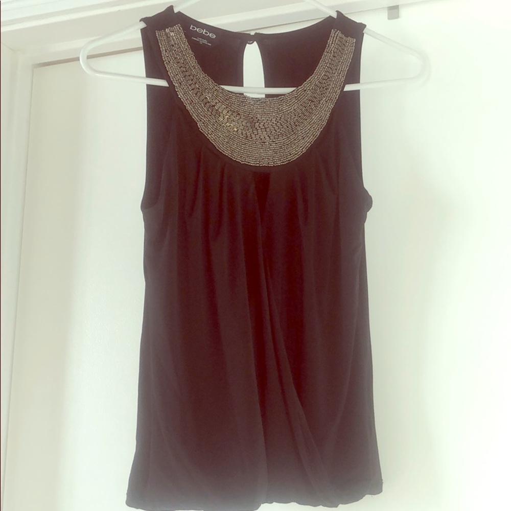 Bebe beaded spandex tank top